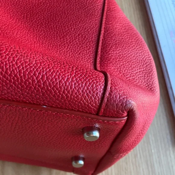 COACH Edie Refined Pebble Leather Lux Jasper Red Shoulder Bag - Picture 15 of 16